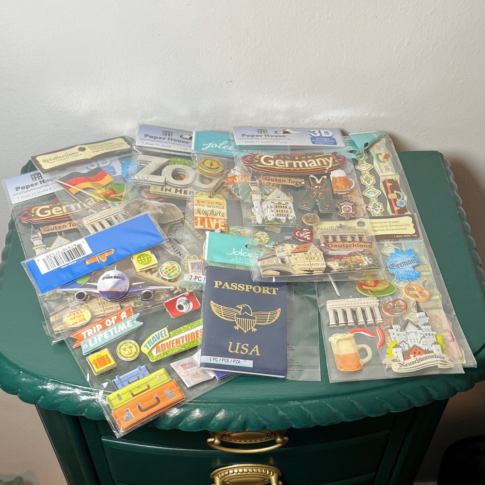 New Travel Theme 3D Sticker Packs Lot 9 Scapbook USA Passport Germany Stickers